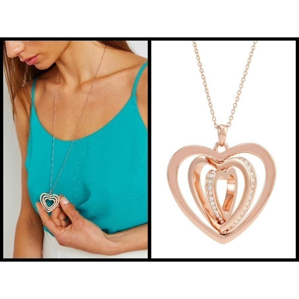 💕TED BAKER LONDON💕 Rose Gold Spinning Heart Necklace NWT